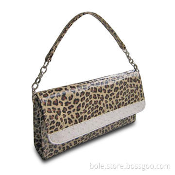 PU Handbag in Leopard Design, Flap with Snap for Closure, OEM/ODM Orders are Welcome